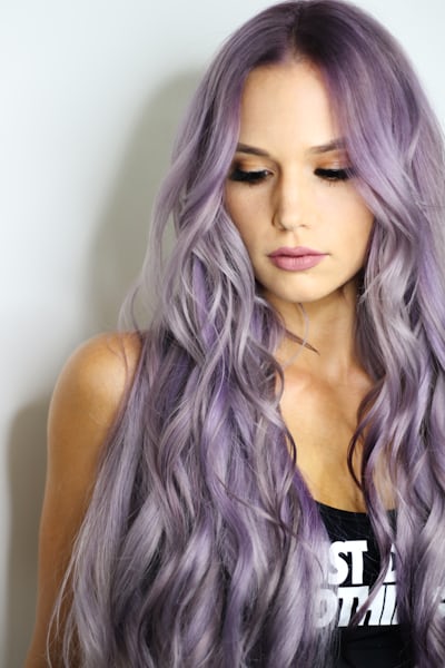 Lavender wavy hair color result