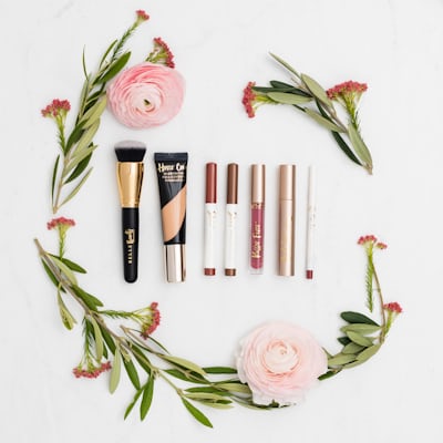 Organic salon products flatlay